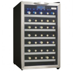 Designer 45 Bottle Wine Cooler - Black with Stainless Steel